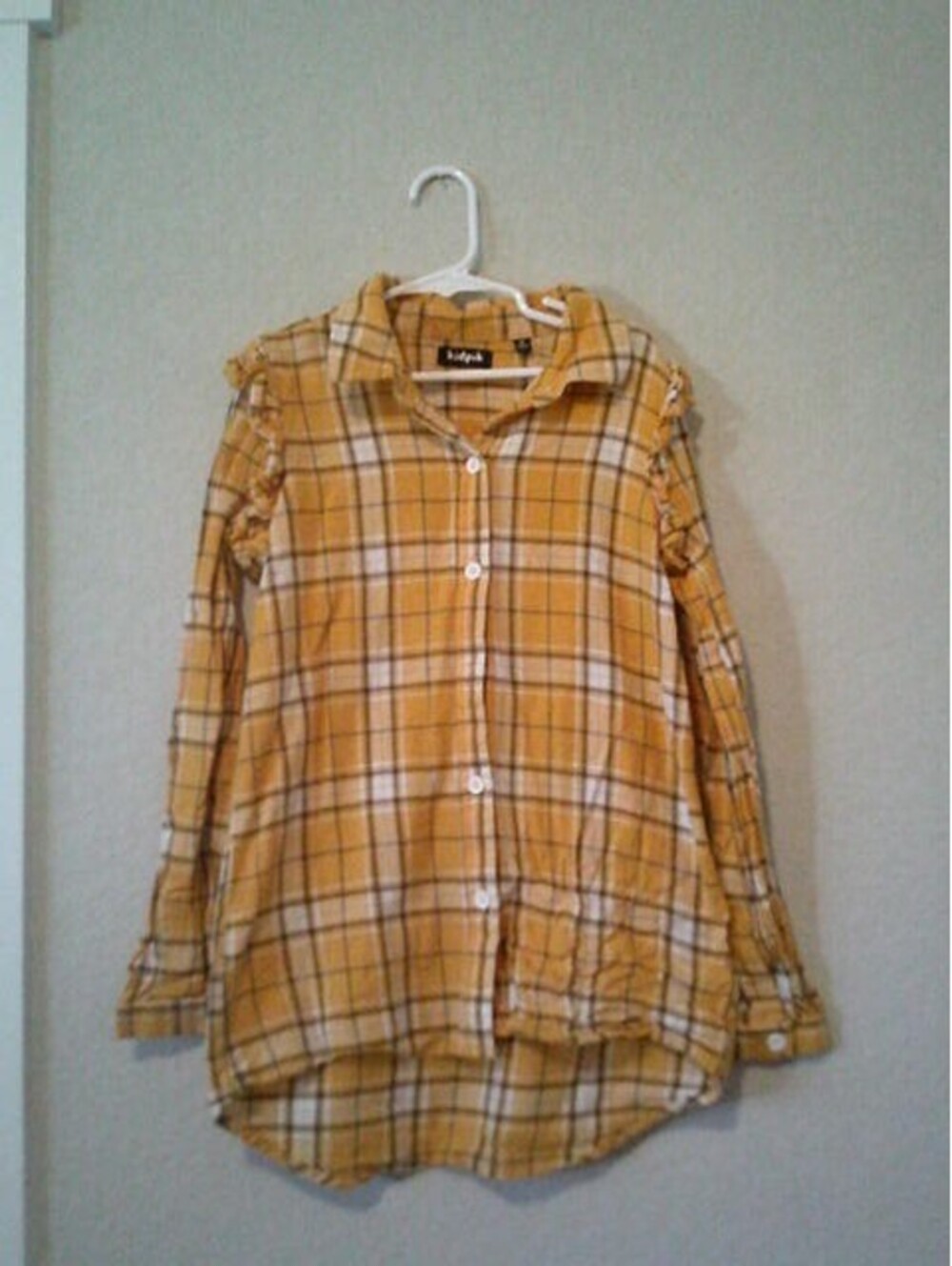 Kidpik Yellow plaid button-up shirt
